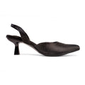 Side view of BLANEVE Noire black pointed-toe slingback heel with fine studded detailing and a sculptural heel